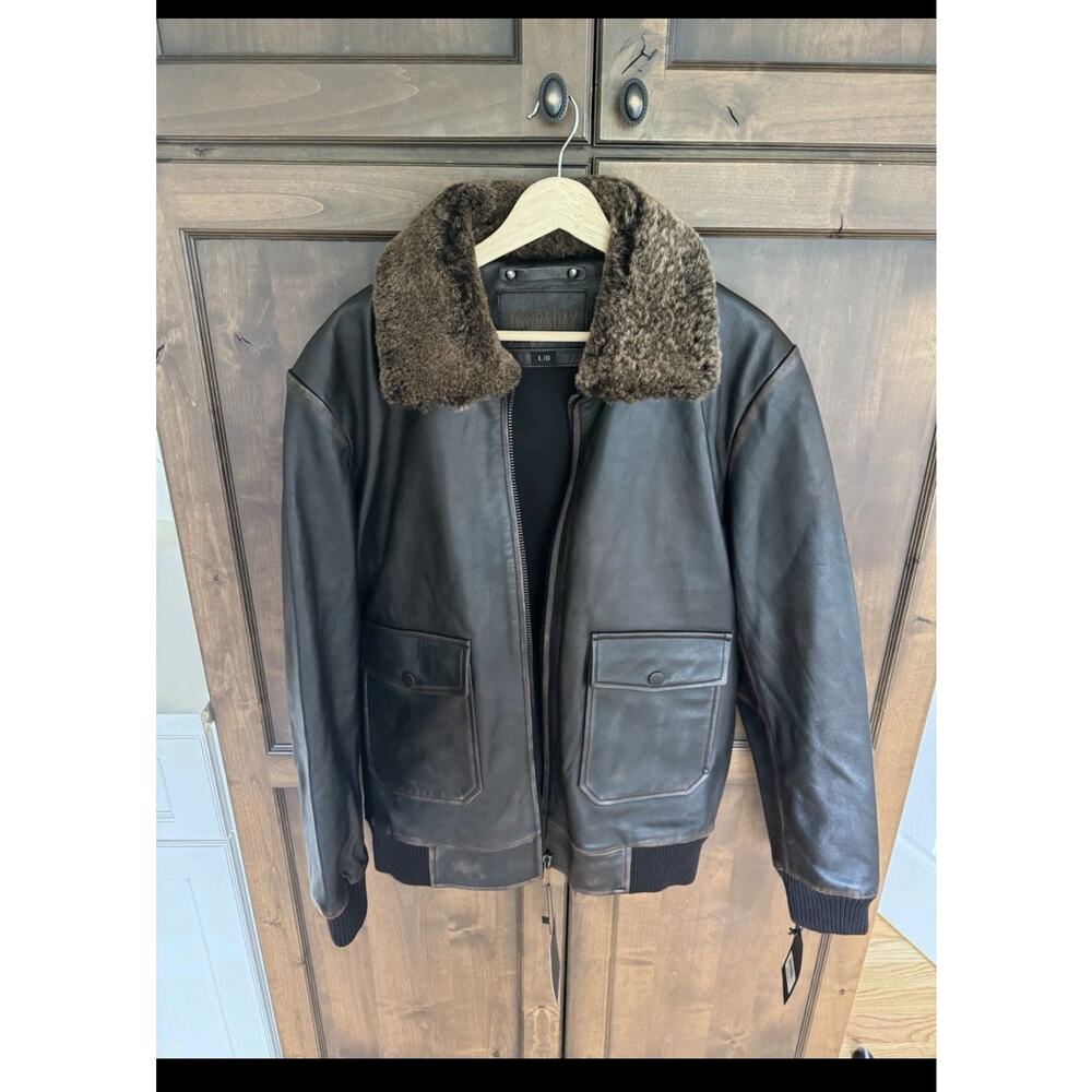 Thursday Boot Company Men’s Leather Bomber Jacket Large NEW w/TAGS